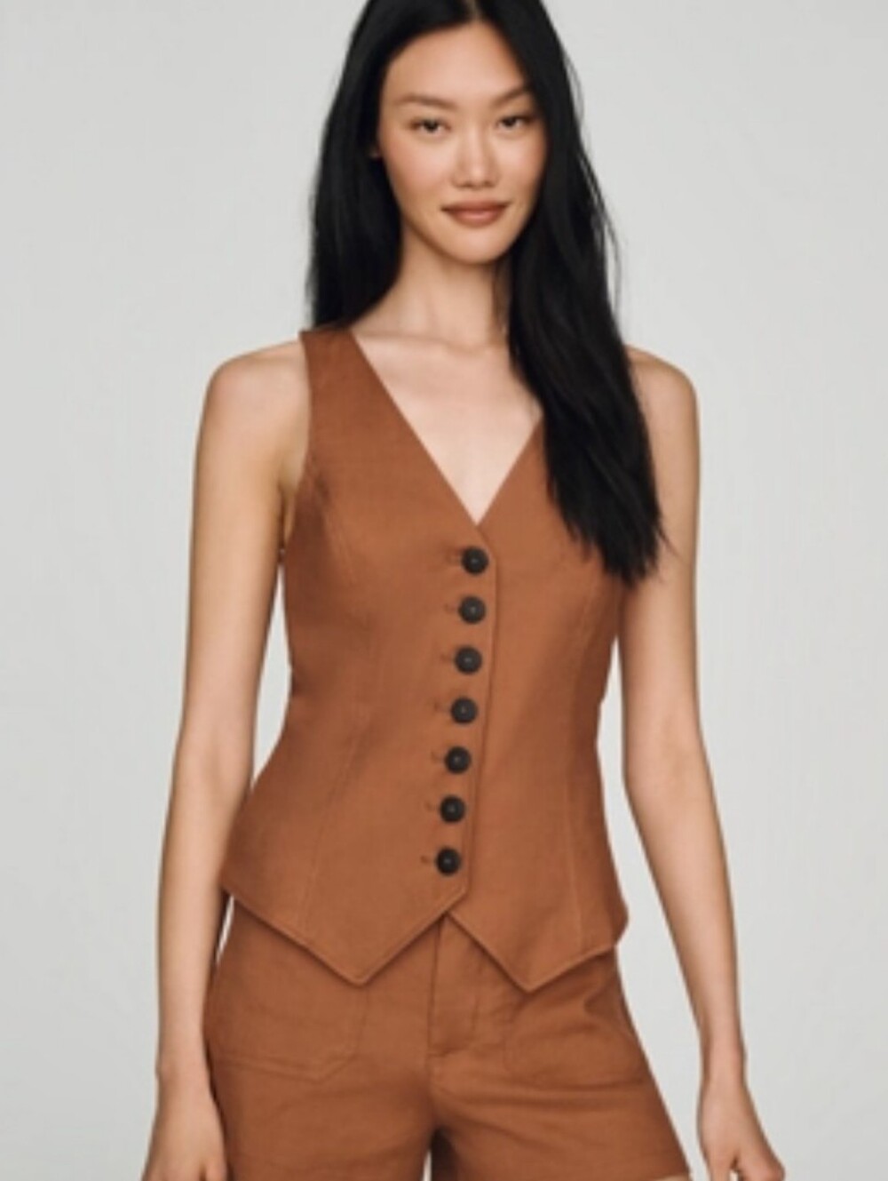 NWOT By Anthropologie Halsey Linen Stretch Button Front Blouse